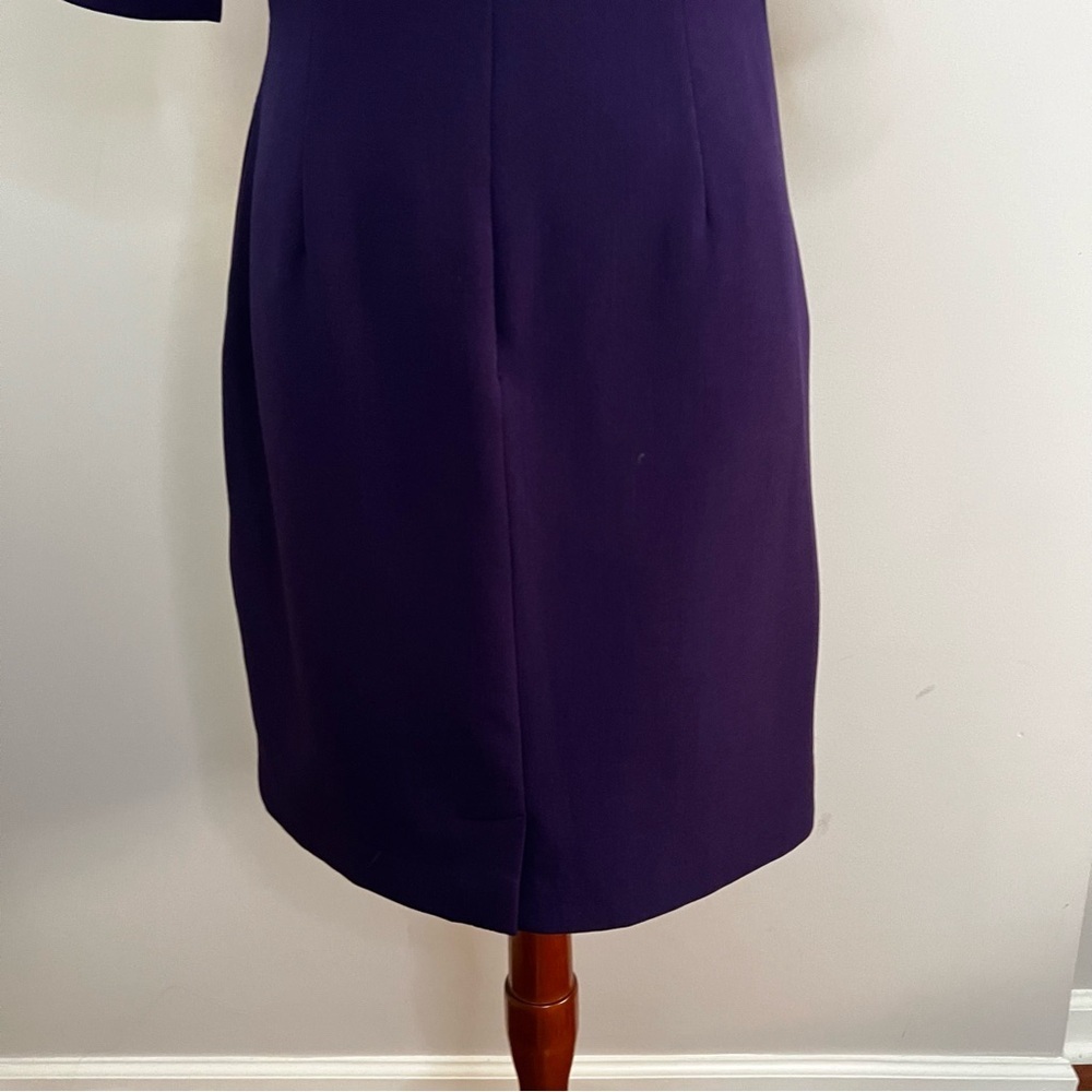 Adrianna Papell Purple Pleat Shift Dress Women Size 8 Half Sleeve Scoop Neck Fit - Picture 5 of 11